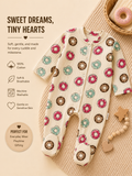Bundle: 3-Pack 100% Cotton Ribbed Donut Print Baby Sleepsuits